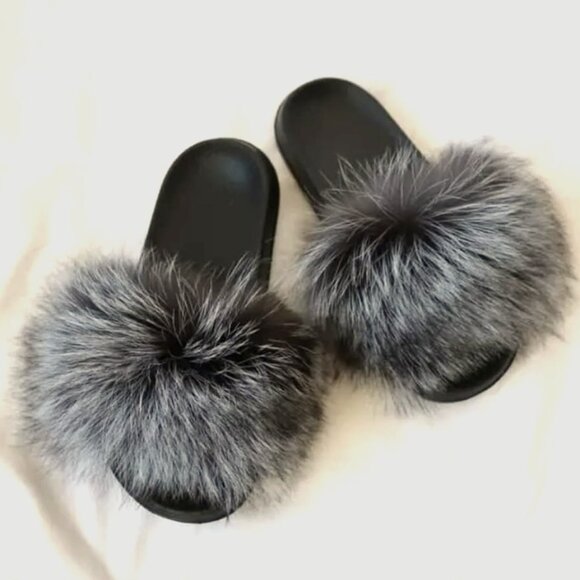 Womens Fur Slide Sandals - Picture 1 of 1